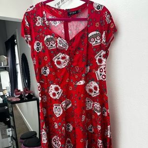 Red Day of the Dead/  Sugar Skull Dress 2X